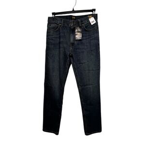 Lee Men Lieutenant Relaxed Straight Dark Wash Denim Jeans Pants 31x34 NWT